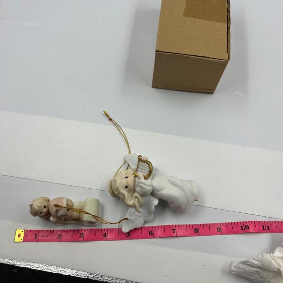 Vintage Precious Moments Enesco 1997 Ornaments Puppy Sled Christmas Angel - Picture 2 of 11